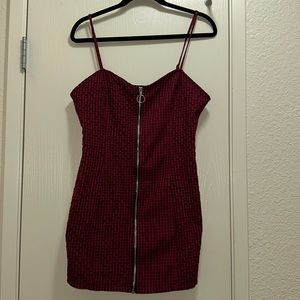 Gingham Zip Front Dress